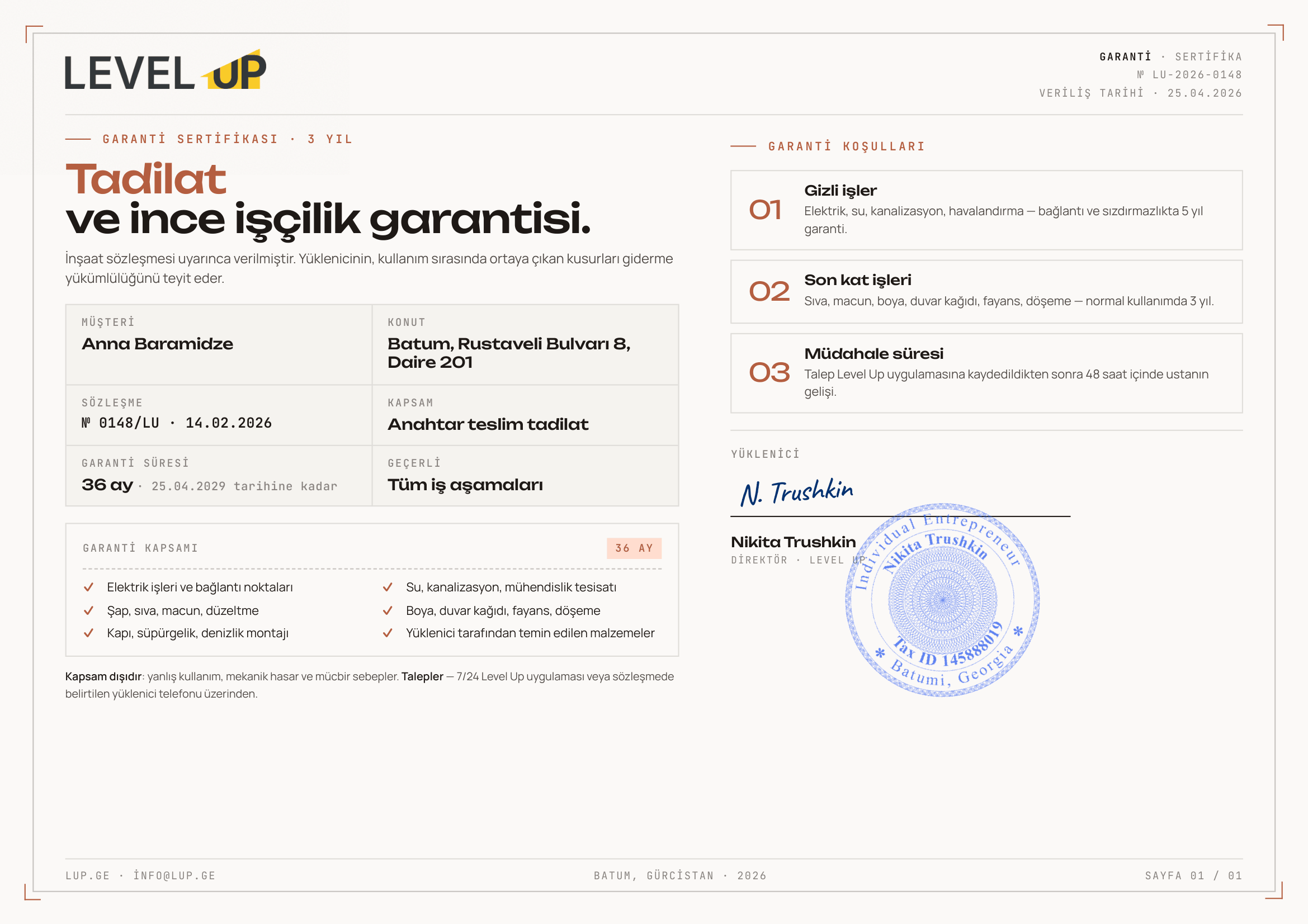 Garanti sertifikası